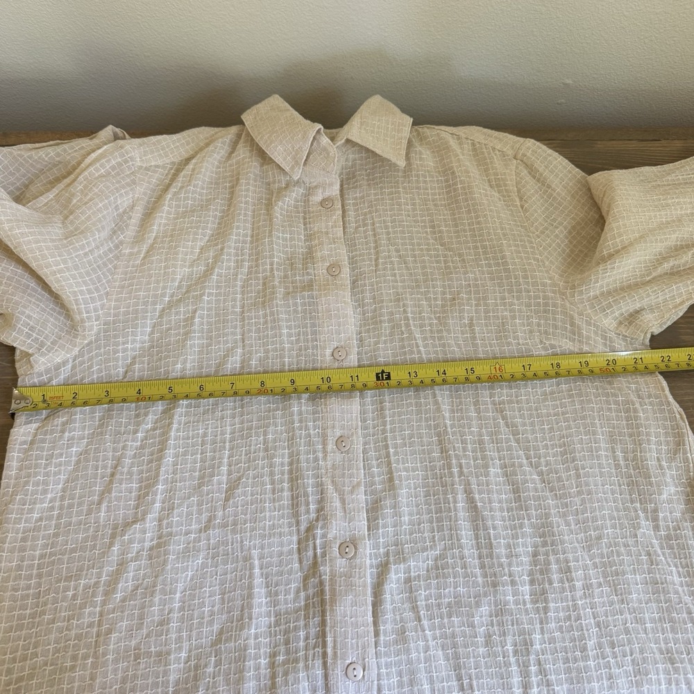 Nasty Gal Womens 10 Cream Stone Oversized Cover Up‎ Shirt Long Sleeve Button Up - Picture 7 of 8